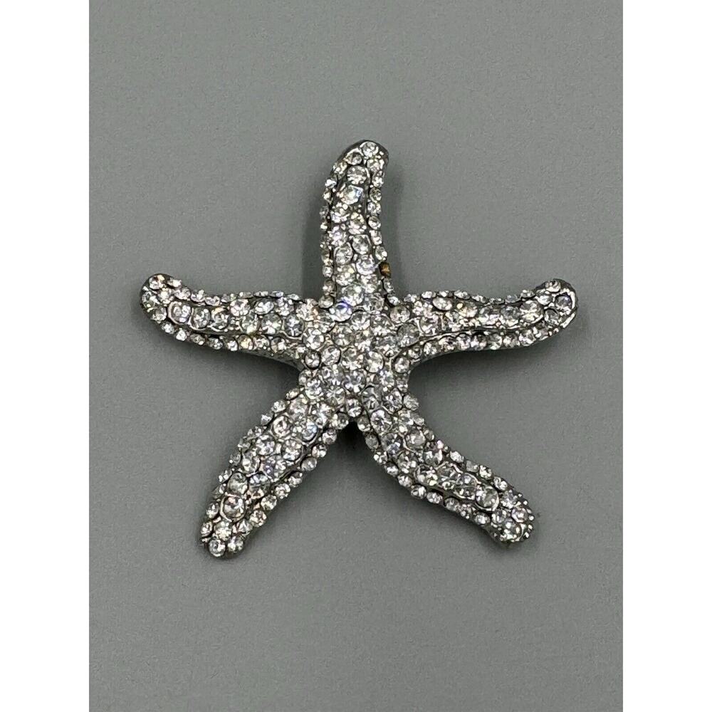 Vintage Starfish Clear Rhinestone Nautical Ocean Brooch READ DESCRIPTION‎